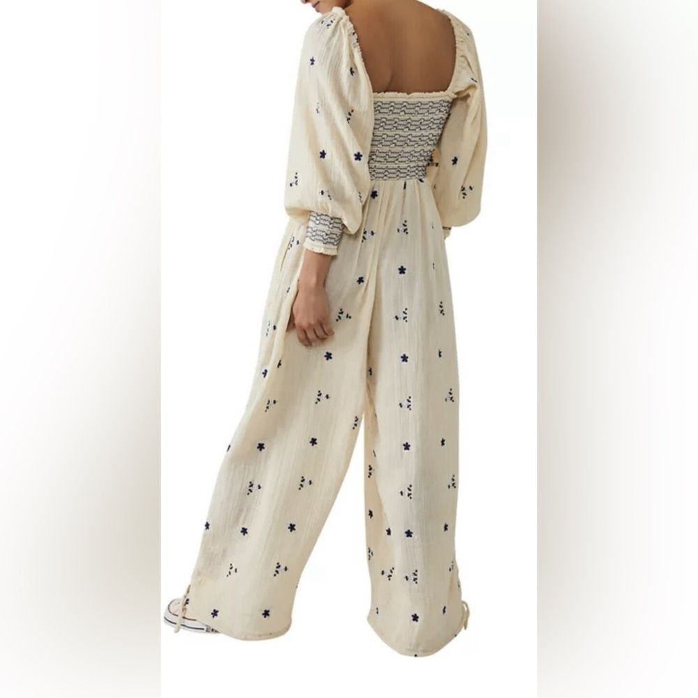 Free People Dahlia Embroidered Jumpsuit Size Medium - Picture 4 of 11